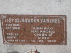 Tìm thân nhân liệt sĩ  Nguyễn Văn Diệu