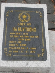 Nhắn tìm thân nhân liệt sỹ Hà Huy Tưởng