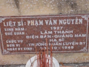 Nhắn tìm thân nhân liệt sỹ  Phạm Văn Nguyên