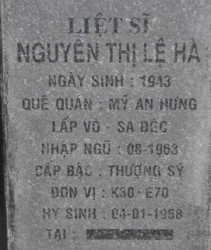 Tìm thân nhân liệt sĩ Nguyễn Thị Lệ Hà