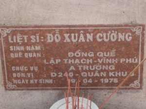 Nhắn tìm thân nhân liệt sỹ Đỗ Xuân Cường