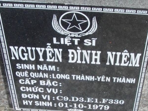 Nhắn tìm thân nhân liệt sỹ Nguyễn Đình Niêm