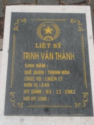 Nhắn tìm thân nhân liệt sỹ  Trịnh Văn Thành