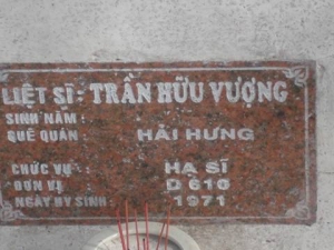 Nhắn tìm thân nhân liệt sỹ Trần Hữu Vượng