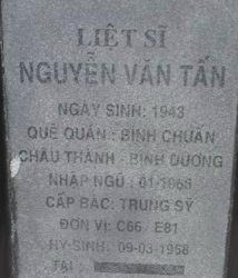 Tìm thân nhân liệt sĩ Nguyễn Văn Tấn