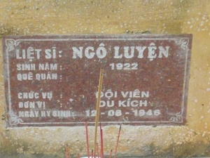 Nhắn tìm thân nhân liệt sĩ Ngô Luyện