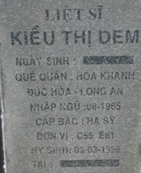 Tìm thân nhân liệt sĩ Kiều Thị Dem