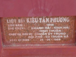 Nhắn tìm thân nhân liệt sỹ Kiều Tấn Phương