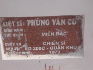 Nhắn tìm thân nhân liệt sỹ Phùng Văn Cu