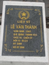 Nhắn tìm thân nhân liệt sỹ Lê Văn Thành