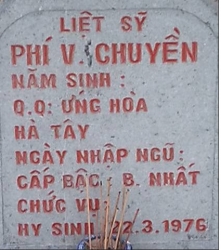 Tìm thân nhân liệt sĩ Phí V. Chuyền