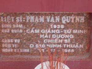 Nhắn tìm thân nhân liệt sỹ Phạm Văn Quỳnh