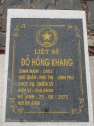 Nhắn tìm thân nhân liệt sỹ  Đỗ Hồng Khang