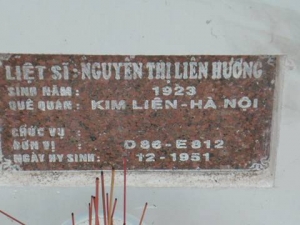 Nhắn tìm thân nhân liệt sỹ  Nguyễn Thị Liên Hương
