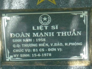 Tìm thân nhân liệt sĩ  Đoàn Mạnh Thuần