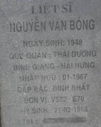 Tìm thân nhân liệt sĩ Nguyễn Văn Bóng