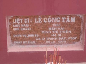 Nhắn tìm thân nhân liệt sỹ  Lê Công Tâm