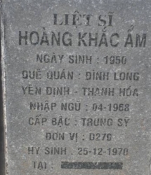 Tìm thân nhân liệt sĩ Hoàng Khắc Ẩm