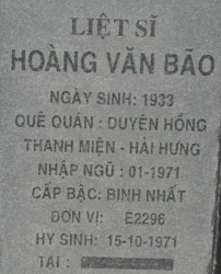 Tìm thân nhân liệt sĩ Hoàng Văn Bão
