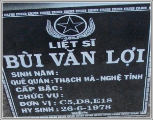 Nhắn tìm thân nhân liệt sỹ  Bùi Văn Lợi