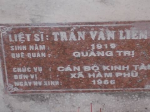 Nhắn tìm thân nhân liệt sỹ  Trần Văn Liêm