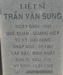 Tìm thân nhân liệt sĩ Trần Văn Sung