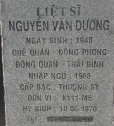 Tìm thân nhân liệt sĩ Nguyễn Văn Dương