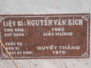 Nhắn tìm thân nhân liệt sỹ Nguyễn Văn Kích