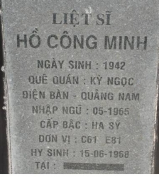 Tìm thân nhân liệt sĩ Hồ Công Minh