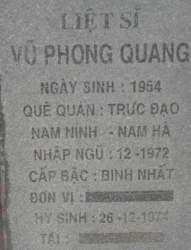 Tìm thân nhân liệt sĩ Vũ Phong Quang