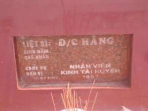 Nhắn tìm thân nhân liệt sĩ Hằng