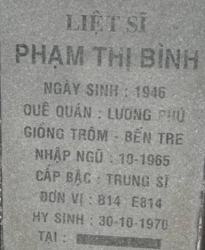 Tìm thân nhân liệt sĩ Phạm Thị Bình