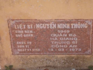 Nhắn tìm thân nhân liệt sỹ  Nguyễn minh Thông