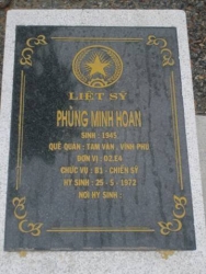 Nhắn tìm thân nhân liệt sỹ  Phùng Minh Hoan