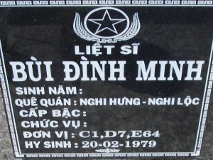 Nhắn tìm thân nhân liệt sỹ  Bùi Đình Minh