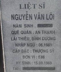 Tìm thân nhân liệt sĩ Nguyễn Văn Lõi
