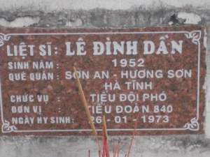 Nhắn tìm thân nhân liệt sỹ  Lê Đình Dần