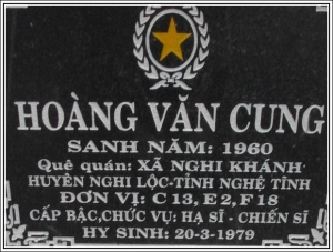 Nhắn tìm thân nhân liệt sỹ  Hoàng Văn Cung
