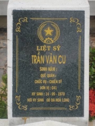 Nhắn tìm thân nhân liệt sỹ Trần Văn Cu