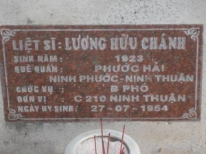 Nhắn tìm thân nhân liệt sỹ Lương Hữu Chánh