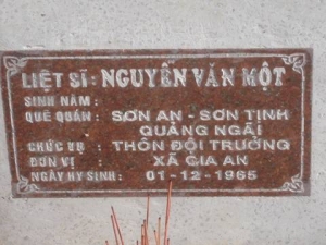 Nhắn tìm thân nhân liệt sỹ  Nguyễn Văn Một