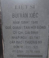 Tìm thân nhân liệt sĩ Bùi Văn Xiếc