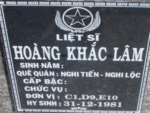 Nhắn tìm thân nhân liệt sỹ  Hoàng Khắc Lâm