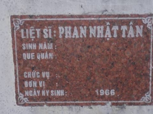 Nhắn tìm thân nhân liệt sĩ Phan Nhật Tân