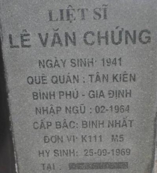Tìm thân nhân liệt sĩ Lê Văn Chứng