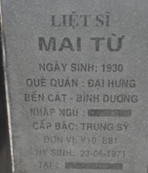 Tìm thân nhân liệt sĩ Mai Từ