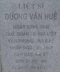 Tìm thân nhân liệt sĩ Dương Văn Huệ