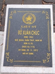 Nhắn tìm thân nhân liệt sỹ  Đỗ Xuân Chúc 