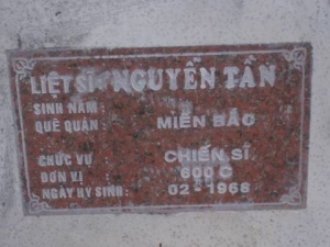 Nhắn tìm thân nhân liệt sỹ Nguyễn Tần