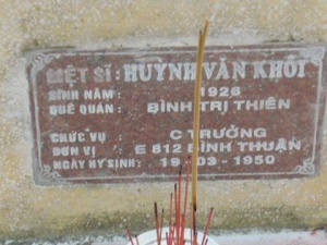 Nhắn tìm thân nhân liệt sỹ  Huỳnh Văn Khôi